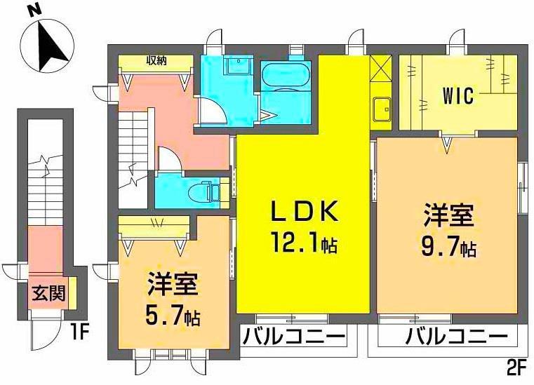藤ビルII(2LDK/1階)の間取り写真