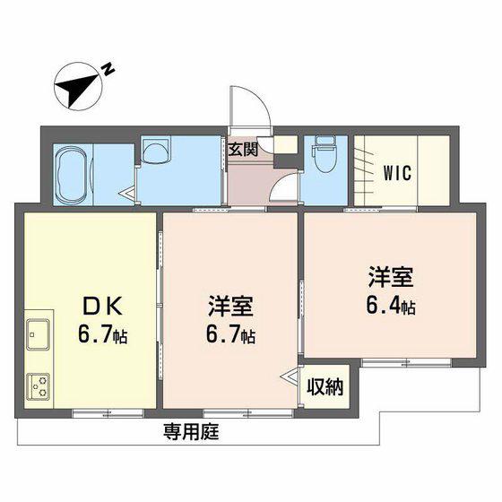 アザレアヒルズ西条(2DK/1階)の間取り写真