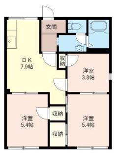 コスモ芦川A(3DK/1階)の間取り写真