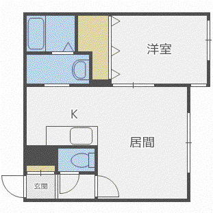 グランディール麻生(1LDK/2階)の間取り写真