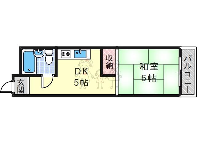 ガーデンハイムこなか(1DK/2階)の間取り写真