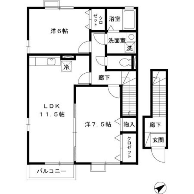 ミルキーハウス(2LDK/2階)の間取り写真