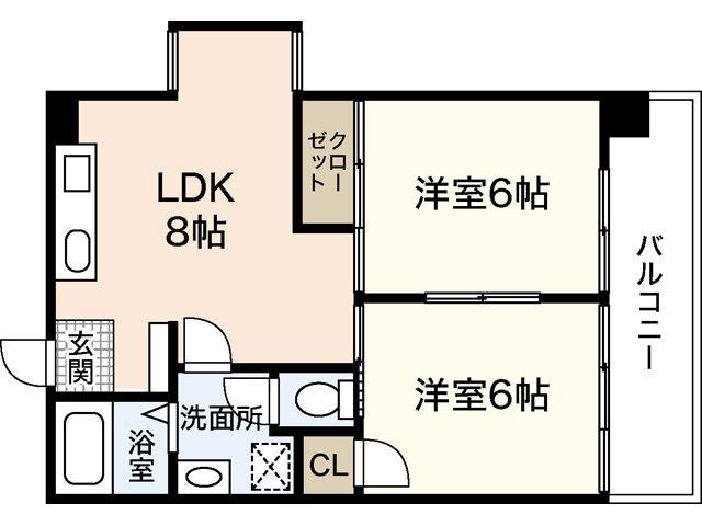 第七山本ビル(2DK/6階)の間取り写真