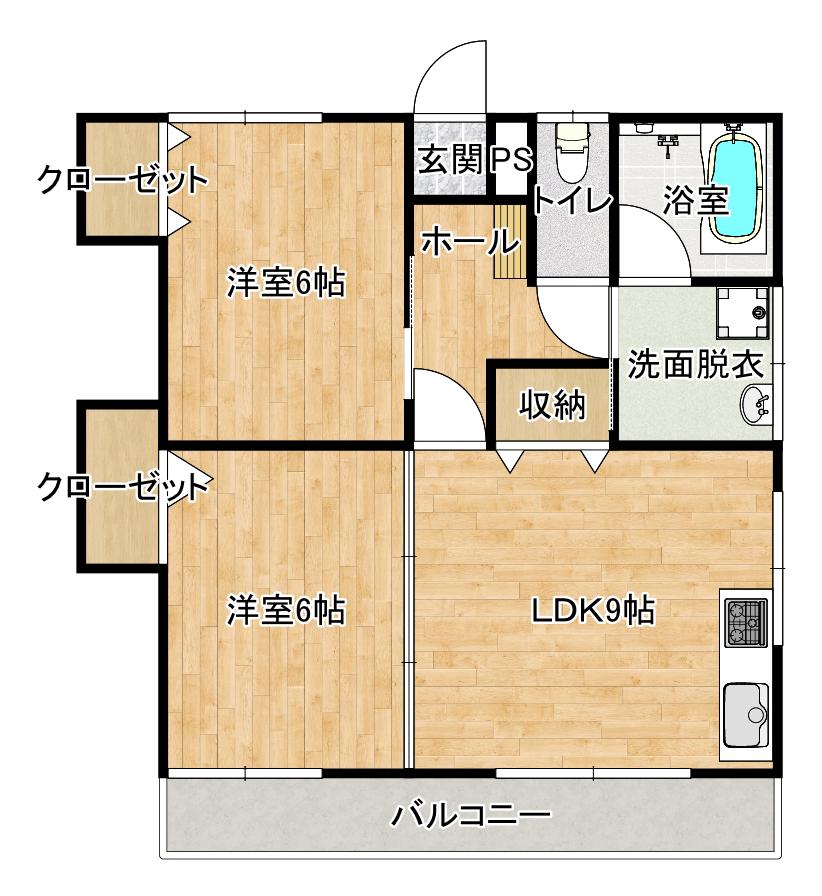 メゾン東邦X 301(2LDK/3階)の間取り写真