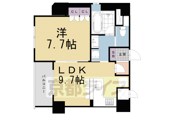 リーガル京都堀川五条通II(1LDK/5階)の間取り写真