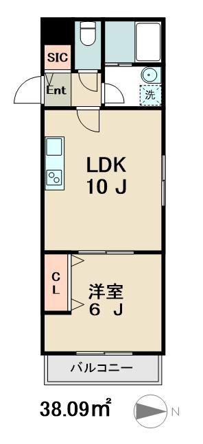 エスポワール(1LDK/3階)の間取り写真