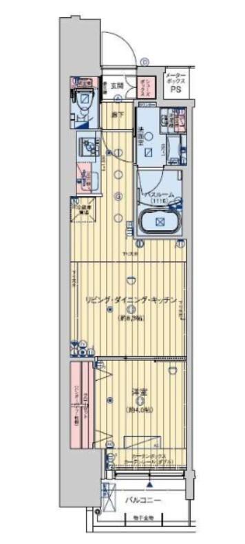 コンフォリア西天満(1LDK/12階)の間取り写真