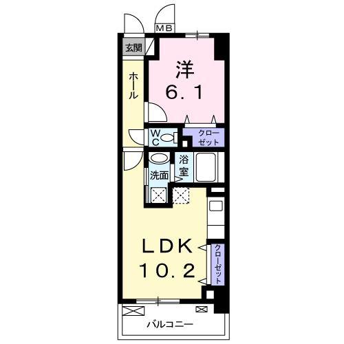 グランド エンパイア(1LDK/7階)の間取り写真