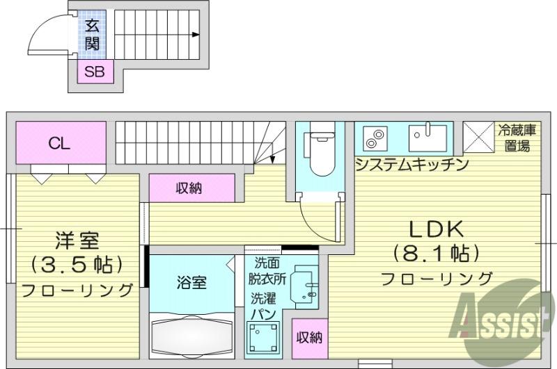 プチクロッシュ(1LDK/2階)の間取り写真