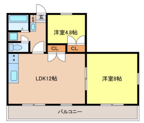 コンパスローズ白浜(2LDK/3階)の間取り写真