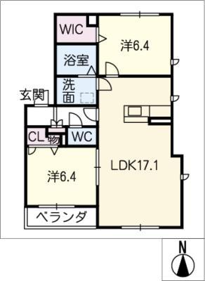 プリマベーラS(2LDK/3階)の間取り写真