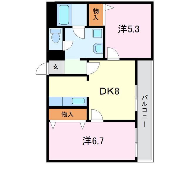 メゾンアリーナ(2DK/2階)の間取り写真