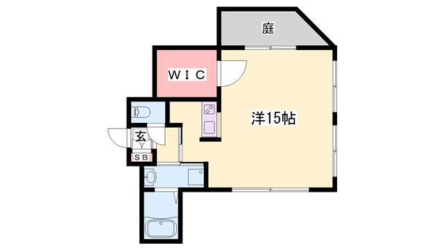 コリーヌ(ワンルーム/1階)の間取り写真