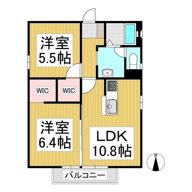 フレグランス太田部I(2LDK/1階)の間取り写真