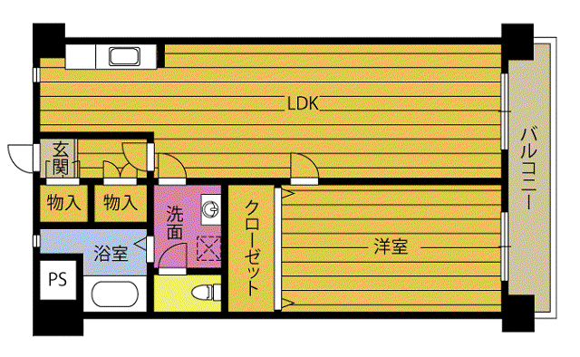 ヤマトビル(1LDK/7階)の間取り写真