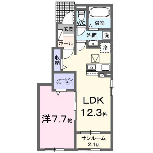 ウェルス サン イースト(1LDK/1階)の間取り写真