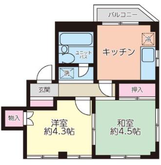 ハイツさつき(2DK/1階)の間取り写真
