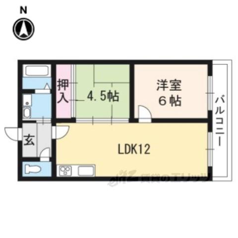 シャトーウメダ(2LDK/4階)の間取り写真