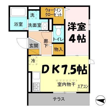 CHARMANT COURT M´S 3(1DK/1階)の間取り写真