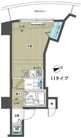 フェニックス笹塚弐番館(ワンルーム/5階)の間取り写真