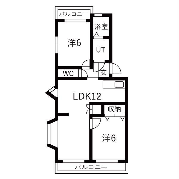 パークサイド雨池(2LDK/3階)の間取り写真