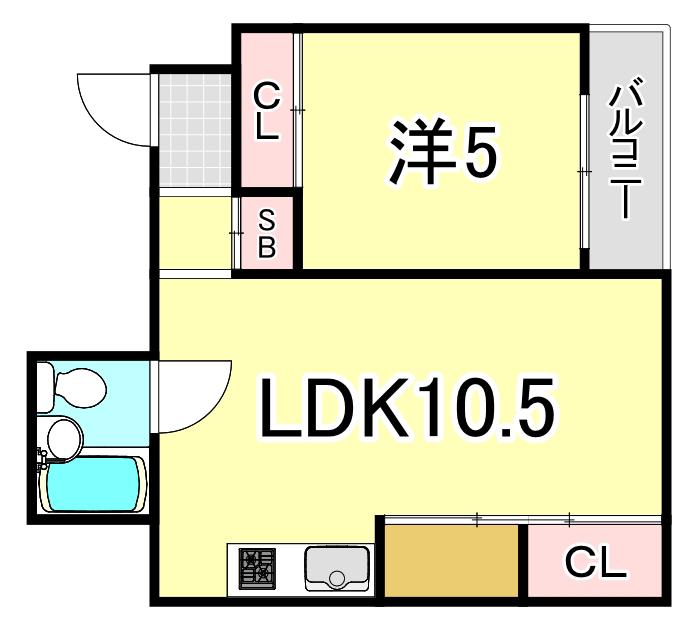 ライフポケット甲子園(2DK/2階)の間取り写真