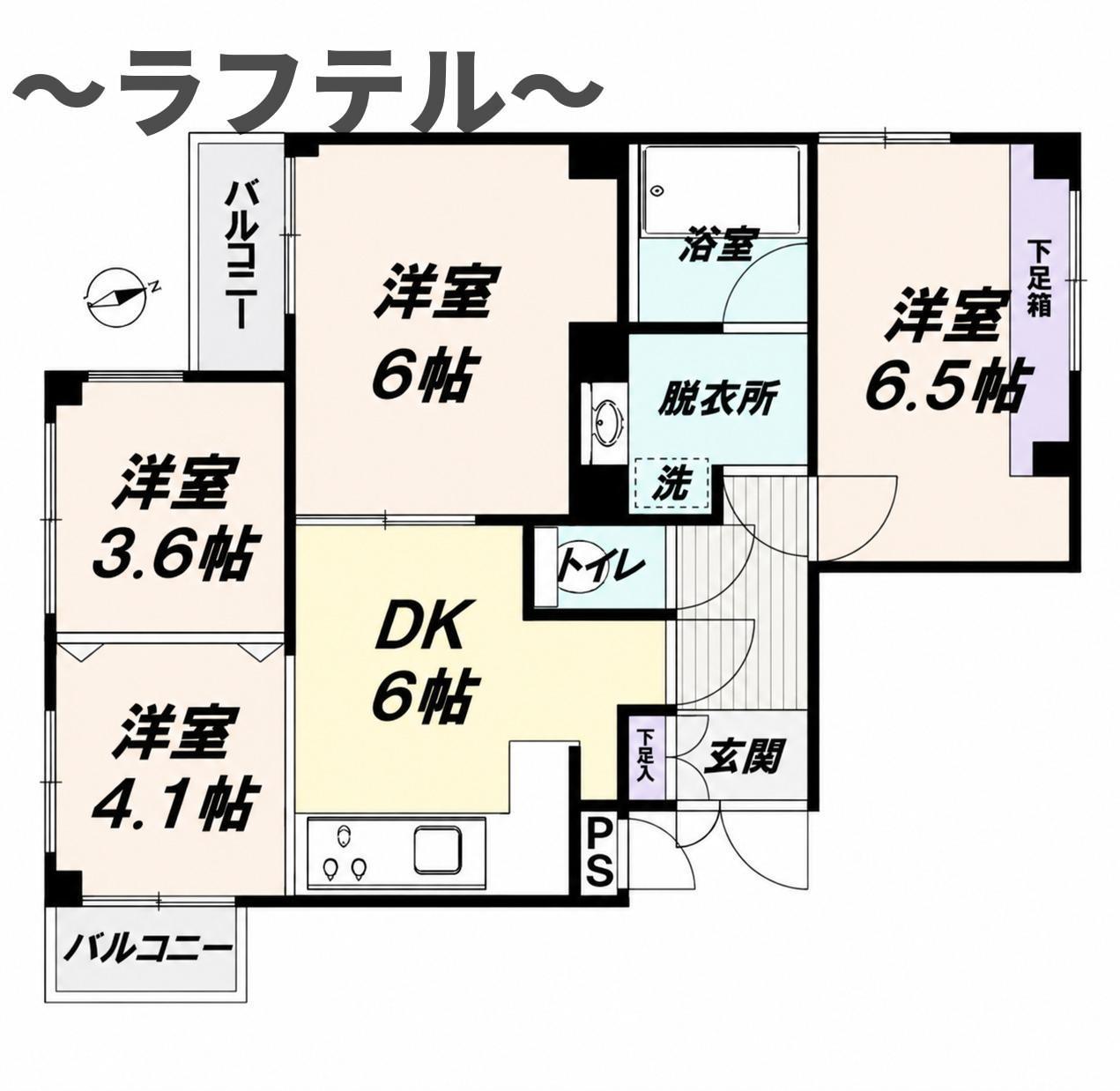 黒来マンション(4DK/3階)の間取り写真