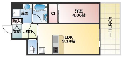 プレジオ永和EURO(1LDK/15階)の間取り写真