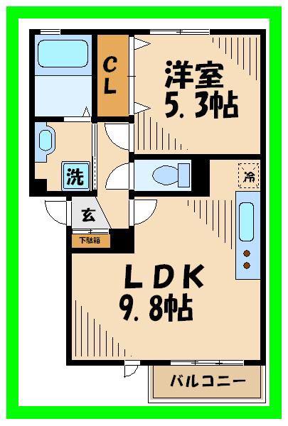 ロイヤルフラッツ上祖師谷(1LDK/2階)の間取り写真