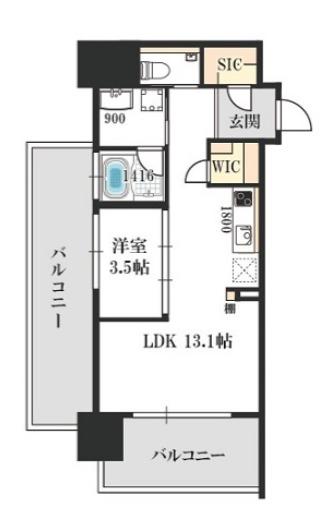 ベネチア天満橋(1LDK/5階)の間取り写真