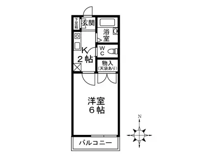 エーデルハイツK(1K/2階)の間取り写真