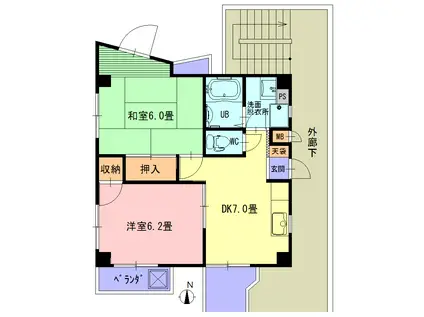 アレーズ水元(2DK/3階)の間取り写真