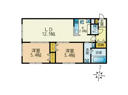 BILLS 桔梗KIKYO(2LDK/3階)の間取り写真