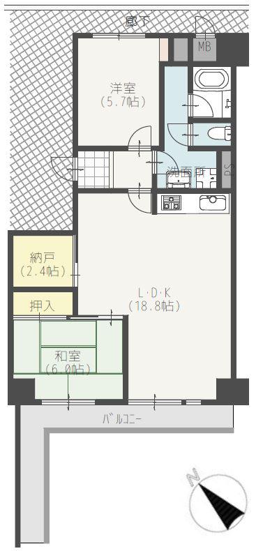 くずはニューハイツ(2SLDK/3階)の間取り写真