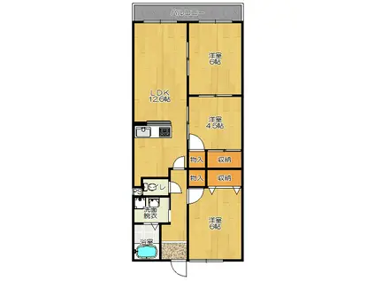 ナウボ1(3LDK/1階)の間取り写真