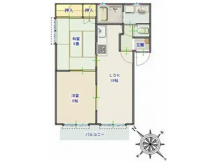 ファーストリヴァーB(2LDK/2階)の間取り写真