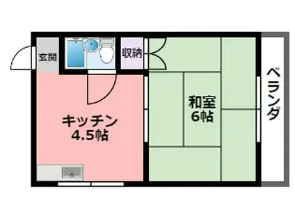 ランドビル(1DK/3階)の間取り写真