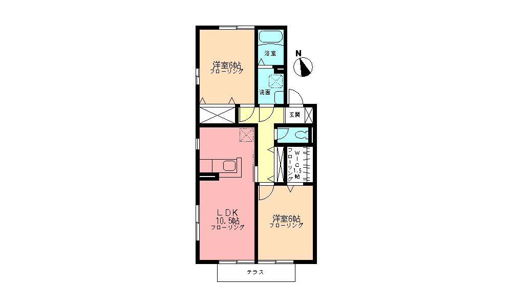 ソシア落合A(2LDK/1階)の間取り写真