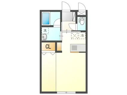 ラ・フィーネB(1SK/1階)の間取り写真