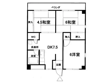 高江二丁目萩本ビル(3DK/3階)の間取り写真