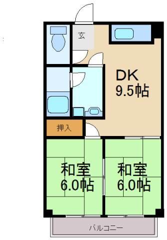 メゾン笹山(2DK/3階)の間取り写真