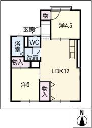 ホワイトコーポアサイII(2LDK/1階)の間取り写真