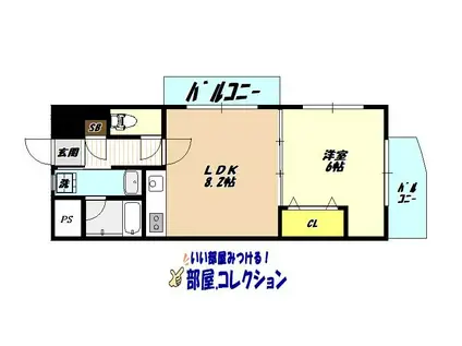 ラフィーネ 小倉(1LDK/6階)の間取り写真