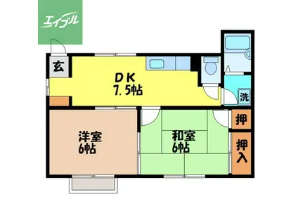 ハイネス村嶋(2DK/1階)の間取り写真