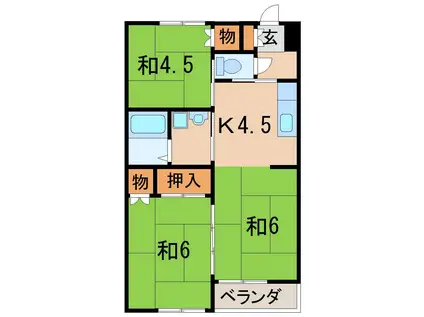 コーポアカサワ(2LDK/2階)の間取り写真