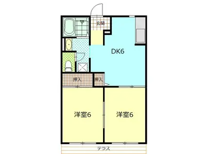 フレグランス田村I(2DK/1階)の間取り写真