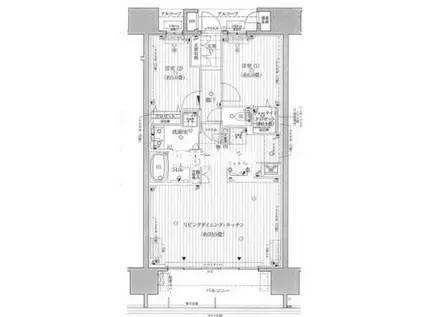 デュオヒルズ城内(2LDK/13階)の間取り写真