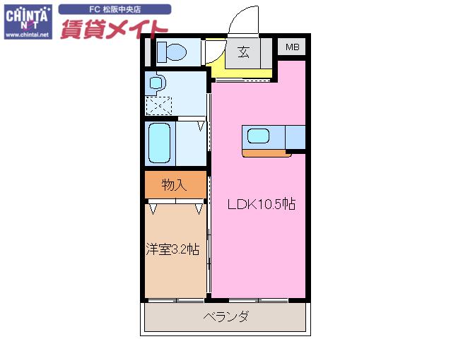 アンジュー(1LDK/1階)の間取り写真