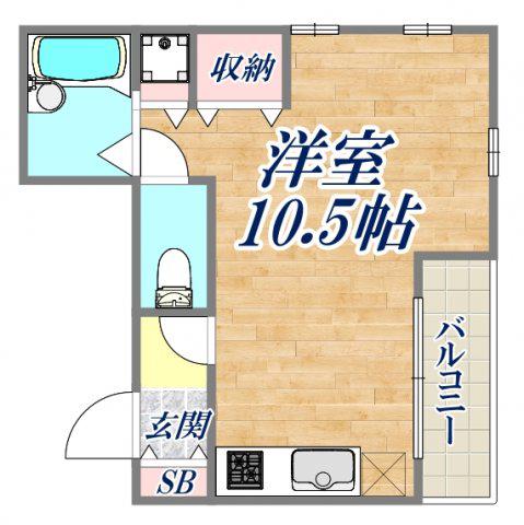 エレメンツアクア(ワンルーム/3階)の間取り写真