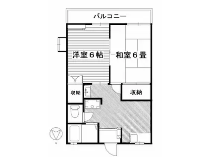 リバティヒルズ(2DK/2階)の間取り写真